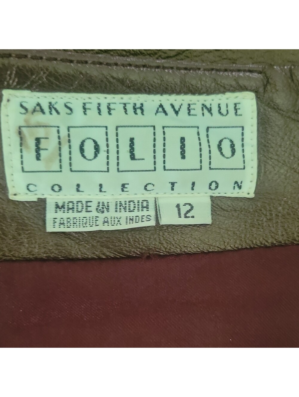 VTG Saks Fifth Avenue Womens 12 Leather Skirt Folio Metallic Champagne Gold - Picture 6 of 9